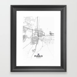 Pueblo, Colorado, United States - Light City Map Framed Art Print