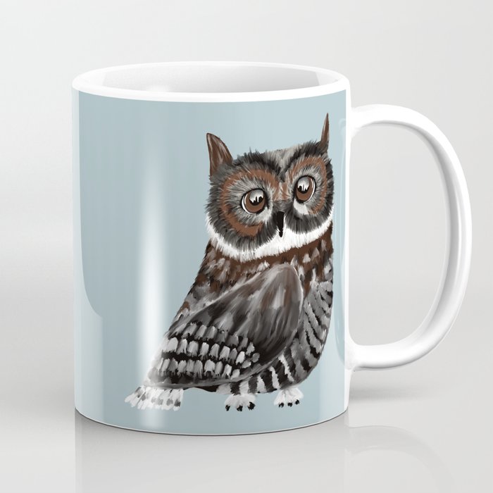 Adorable Owl In Blue Coffee Mug | Painting, Digital, Owl, Blue-background, Ownl-in-blue-design, Beautiful-eyed-owl, Big-eyed-owl, Owl-with-big-eyes, Owl-home-decor, Owl-art-print