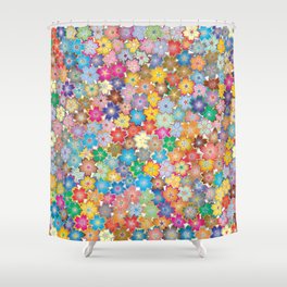 Colorful Spring Flowers Floral Pattern Abstract Happy Fun Shower Curtain