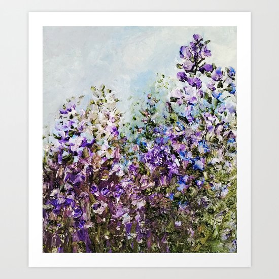 Floral Garden Impressionism in Pretty Purple Art Print