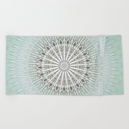 Mint Taupe Mandala Beach Towel