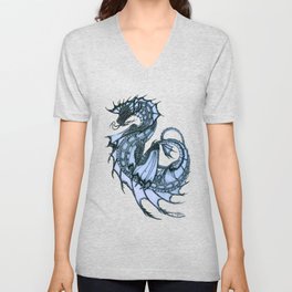 "Tsunami" by Amber Marine ~ Sea Dragon (Ice Blue Version) ~ Graphite Illustration, (Copyright 2005) V Neck T Shirt