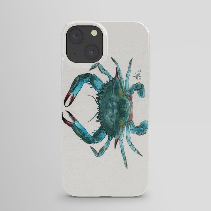 "Blue Crab" by Amber Marine ~ Watercolor Painting, Illustration, (Copyright 2013) iPhone Case