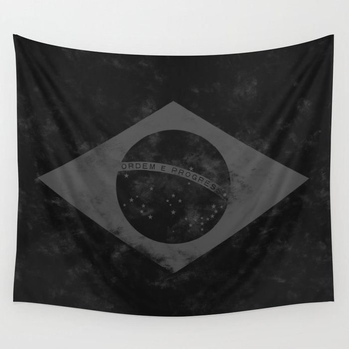 Black Brazil Flag Wall Tapestry by Black Flag Society6
