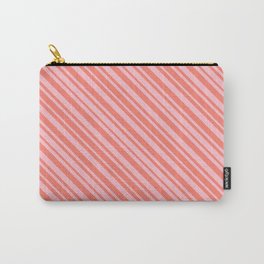 [ Thumbnail: Salmon and Pink Colored Lined Pattern Carry-All Pouch ]