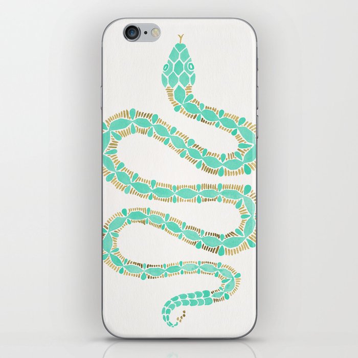 Mint & Gold Serpent iPhone Skin