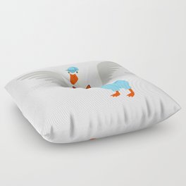 Cute White Goose Flapping Its Wings Floor Pillow