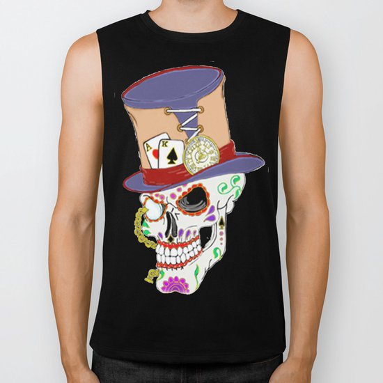 Steam Punk Sugar Skull Biker Tank