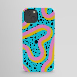 Abstract colorful neon print pattern illustration in retro 80s style iPhone Case