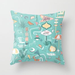 Palm Springs mid century modern turquoise pastels Throw Pillow