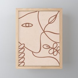 Woman Lines Botanical - Neutral Framed Mini Art Print