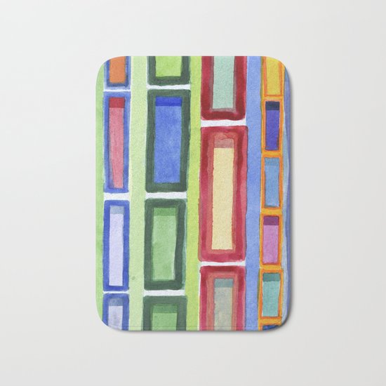 Narrow Frames in Vertical Rows Pattern Bath Mat