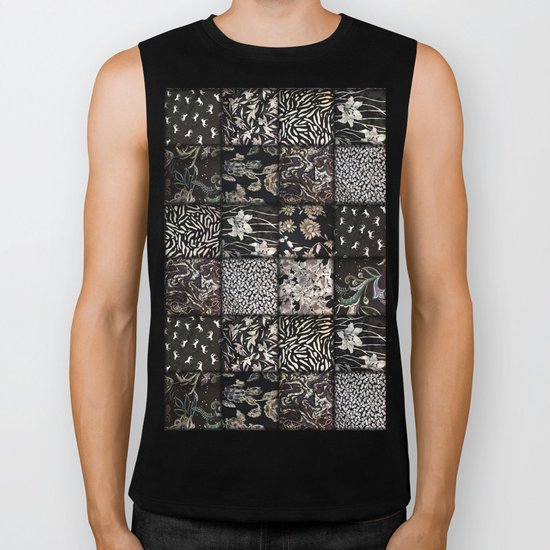 Faux Patchwork Quilting - Black Biker Tank