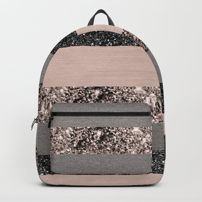 Blush Glitter Glam Stripes #1 (Faux Glitter) #shiny #decor #art #society6 Backpack