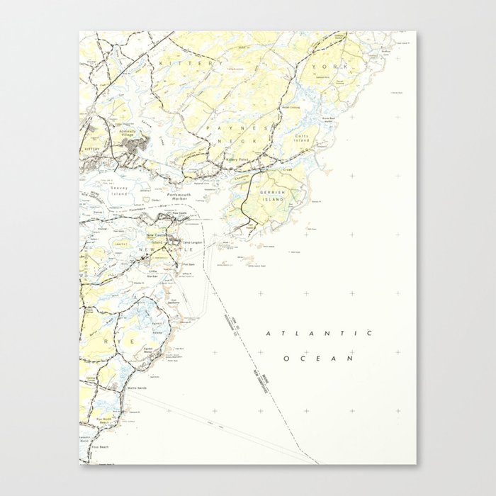 Vintage Map of Kittery Maine (1944) Canvas Print by BravuraMedia Society6