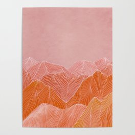 Lines in the mountains - pink II Poster