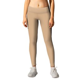 Neutral Medium Beige Brown Solid Color Pairs PPG Cheddar Biscuit PPG1083-5 - Single Shade Hue Colour Leggings