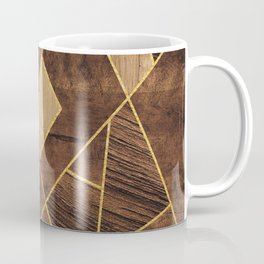 Three Wood Types Blocks Gold Stripes Coffee Mug