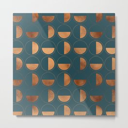 Mid Century Modern Copper And Emerald Circles Pattern Metal Print | Texture, 50Ies, Painting, Copper, Homedecor, Watercolor, 70Ies, Circles, Modern, Dot 