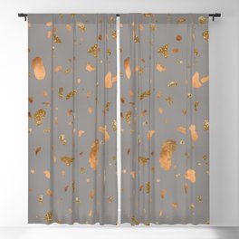 Elegant gray terrazzo with gold and copper spots Blackout Curtain