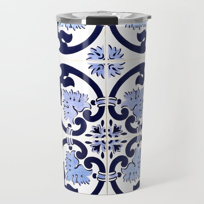 Azulejos, moroccan tiles, Painted tiles, blue, white, portugal Travel Mug