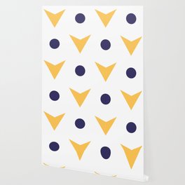 Yellow arrows and navy blue dots pattern Wallpaper
