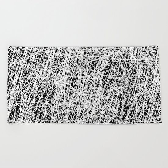 Web Of Confusion - Black and white, abstract painting Beach Towel