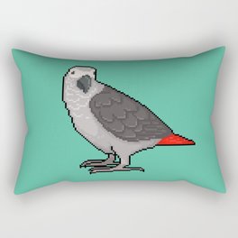 Pixel / 8-bit Parrot: Congo African Grey Rectangular Pillow