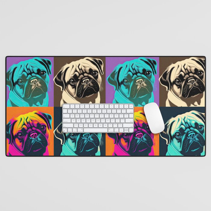 Pug Pop art Portrait Desk Mat