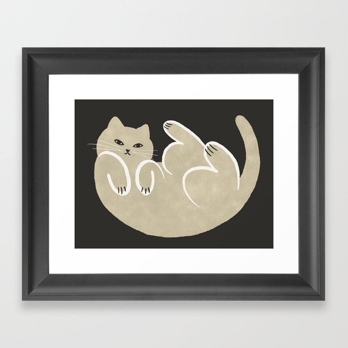 Cat Chill - Hand Drawn Illustration Framed Art Print