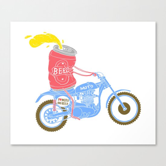 I love moto and beer Canvas Print