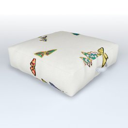Colorful Vintage Japanese Butterfly - Butterflies Woodblock Print Outdoor Floor Cushion