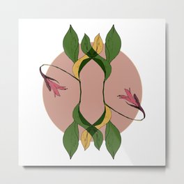 Mystic peach: flowers & leaves Metal Print | Leaves, Su, Flower, Illustration, Feminine, Botany, Peach, Ink Pen, Woman, Tender 