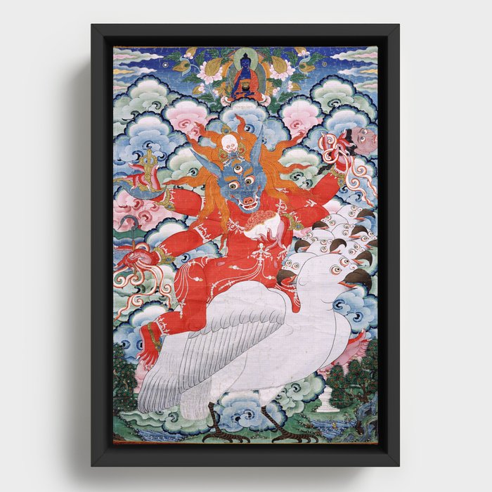 Mahakala Buddhist Protector Shanglon Minister 1800s Framed Canvas