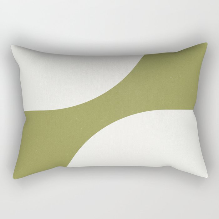Modern 70s Arch Figures Abstract on Green Rectangular Pillow