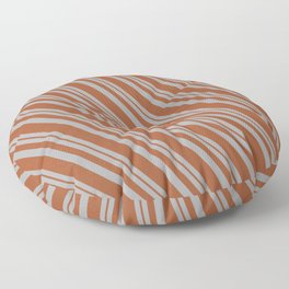 [ Thumbnail: Dark Gray and Sienna Colored Stripes Pattern Floor Pillow ]