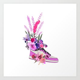 Pink Sneaker Flower Bouquet Art Print