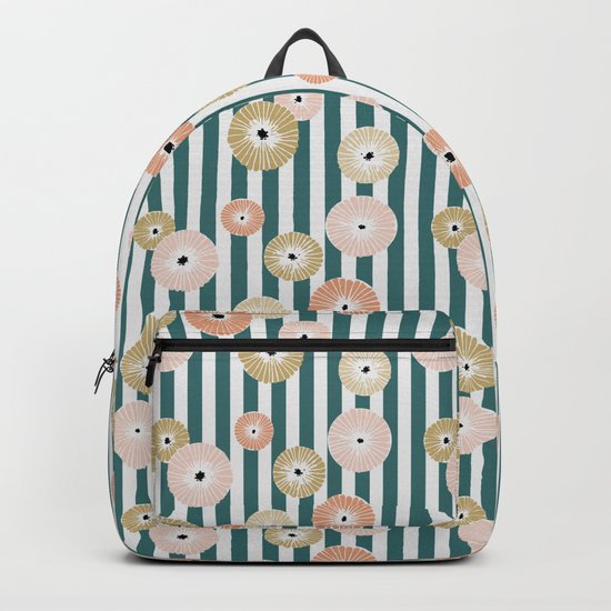 Delicate flowers on stripes Backpack