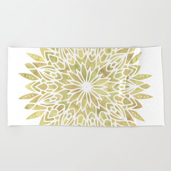 Mandala Yellow Sunflower Beach Towel