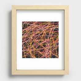Abstract Colorful Minimalistic Thin Line Art On Dark  Recessed Framed Print