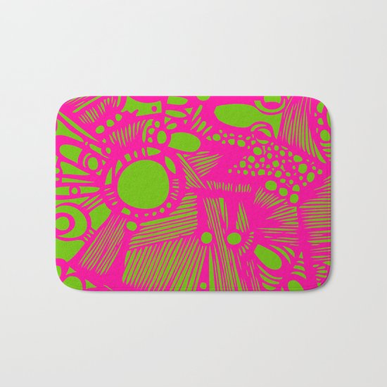 INK#3 Pink hen in the backyard Bath Mat