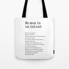No Man Is An Island - John Donne Poem - Literature - Typewriter Print 1 Tote Bag