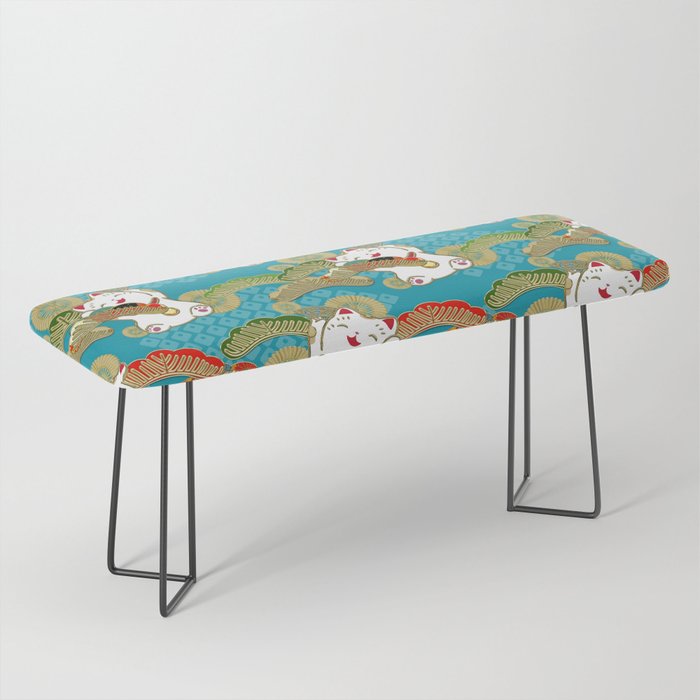 Japanese lucky cat pattern Bench