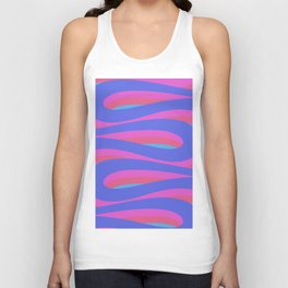 Pop Swirl Wavy Minimalist Abstract Pattern Blue and Hot Pink Unisex Tank Top