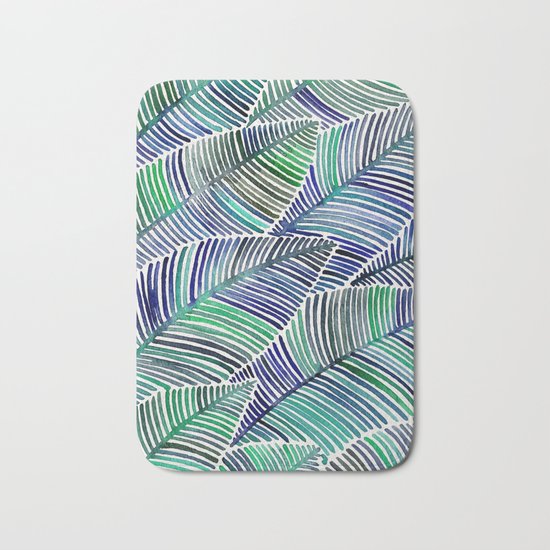 Tropical Leaves – Blue/Green Palette Bath Mat