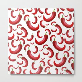 chili peppers pattern, best kitchen designs, gifts for chefs Metal Print