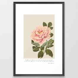 Pink Peony graphic print with quote Framed Art Print