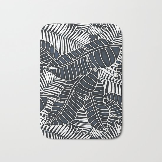 Banana and palm leaves graphics Bath Mat