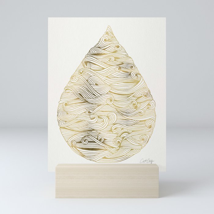 Water Drip – Gold Mini Art Print