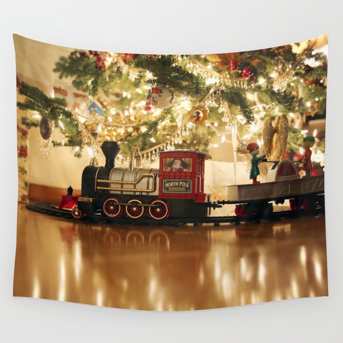 Christmas Tree and Train Wall Tapestry